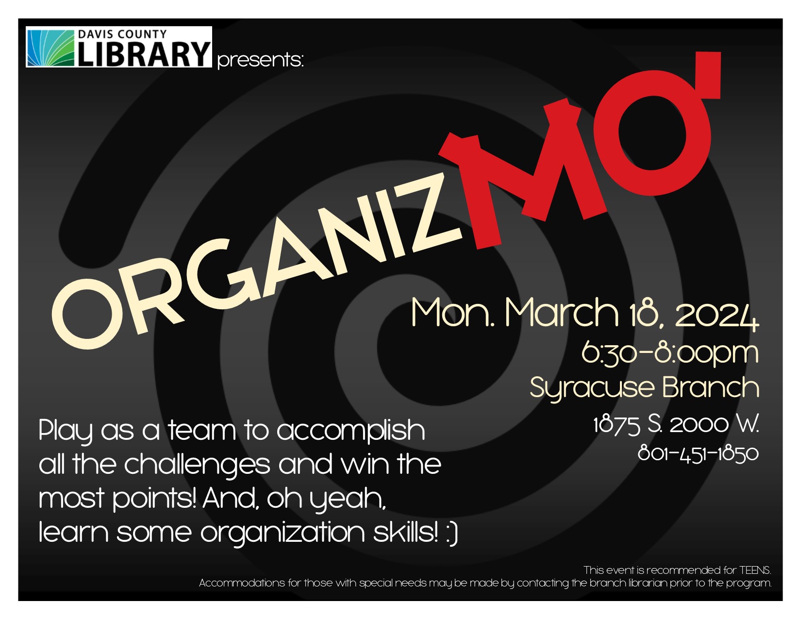 Play as a team to accomplish all the challenges and win the most points! And, oh yeah, learn some organization skills! :)