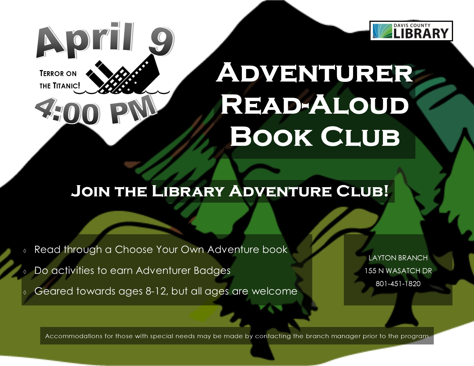 Adventurer Read-Aloud Book Club - April 9 4:00 PM