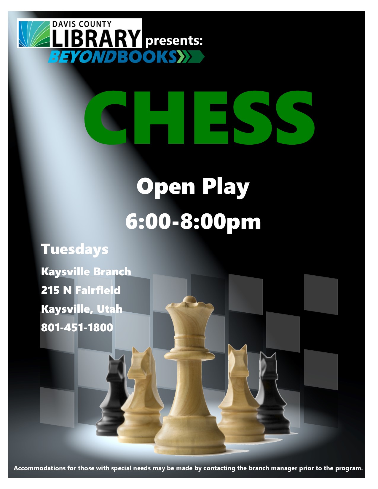 Chess Open Play Tuesdays 6-8 pm