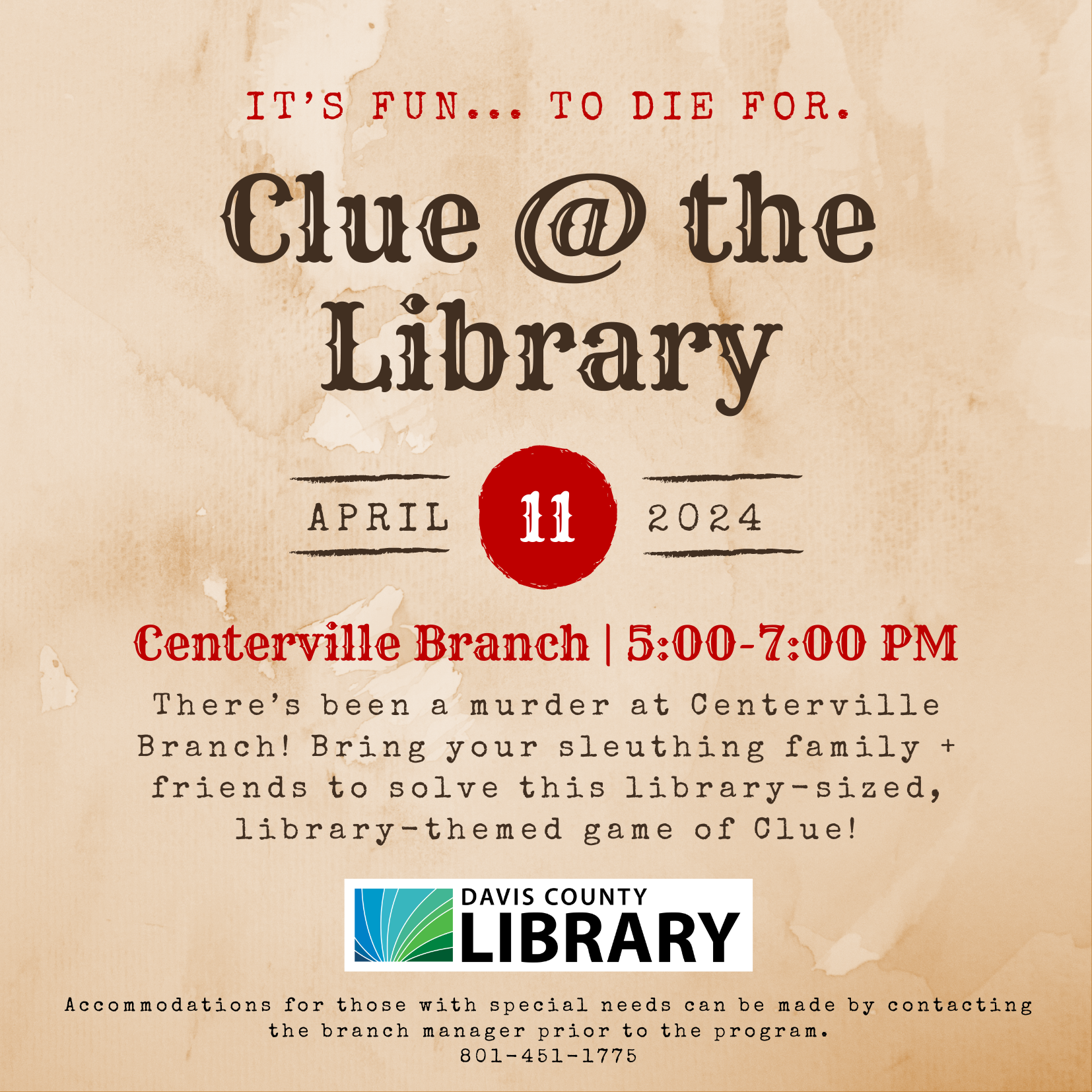 Clue @ the Library 4/11 CTV