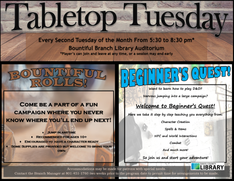 Tabletop Tuesday: Bountiful Rolls & Beginner's Quest