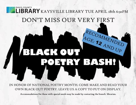 Blackout Poetry Bash! 6:30pm-8pm