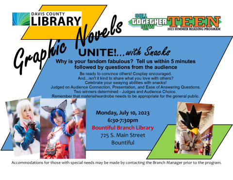 Graphic Novels Unite will be on July 10, 6:30-8pm