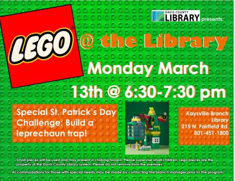 Lego Night- Monday March 13th, 2023