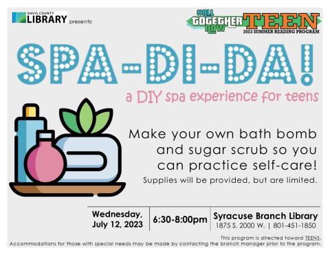 Spa-Di-Da! Make your own bath bomb and sugar scrub so you can practice self-care! 