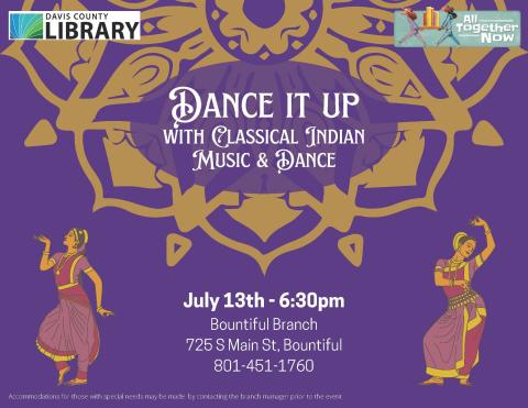 Summer Reading - Dance it Up with Classical Indian Dance - July 13 @ 6:30 pm at the Bountiful Branch