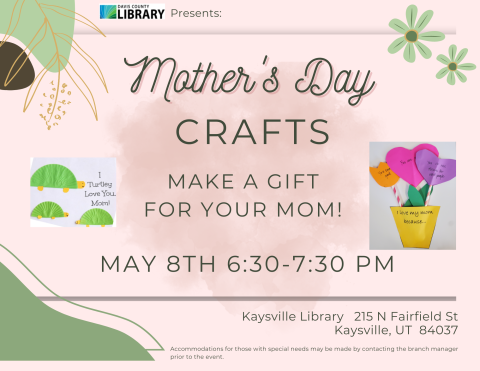 Mother's Day Crafts May 8th 6:30-7:30