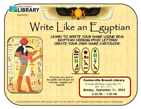 Make your own name cartouche with ancient Egyptian hieroglyphs.