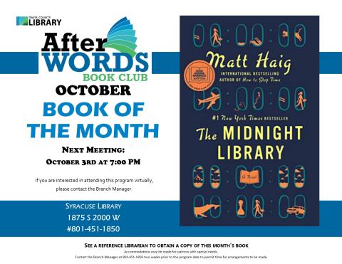 After Words Book Club @ 7pm The Midnight Library by Matt Haig