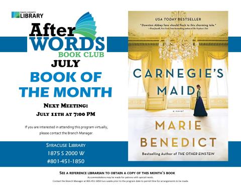 After Words Book Club @ 7pm Carnegie's Maid by Marie Benedict