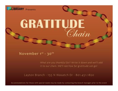 Gratitude Chain. November 1-30. Layton Branch