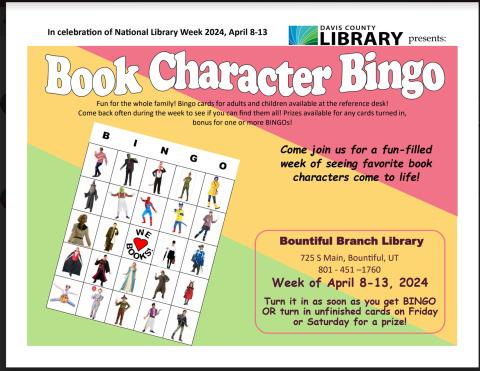 Book character Bingo card