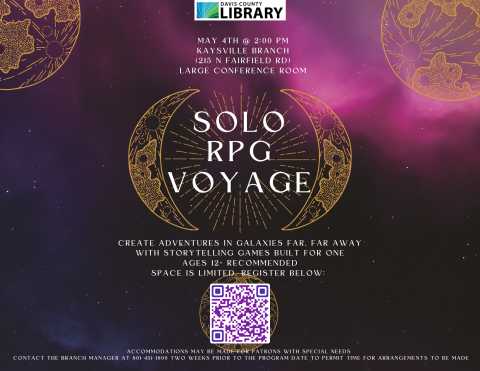 Solo RPG Voyage May 4th @ 2:00 pm Kaysville Branch Library