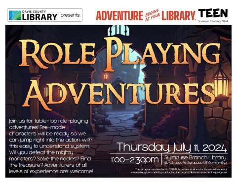 Teen Summer Reading Role Playing Games. Learn how to play, then join an adventure!
