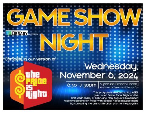 Ever wanted to compete in a TV Game Show? Here’s your chance! Join us every three months for a new game! November 2024: The Price is Right