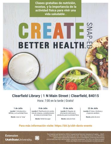 Create Better Health in Español. July 1, 8, 15, 22 at the Clearfield Branch at 7 pm.  Free.