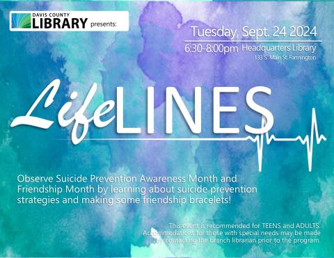 Observe Suicide Prevention Awareness Month and Friendship Month by learning about suicide prevention strategies and making some friendship bracelets!