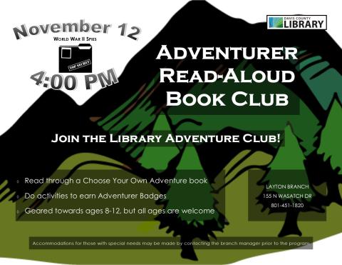 Adventurer Read-Aloud Book Club - November 12 4:00 PM