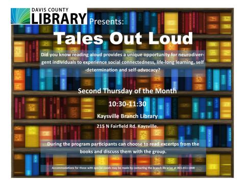 Tales Out Loud Second Tuesday 10:30-11:30 am