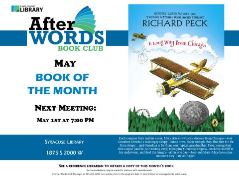 After Words Book Club @ 7pm, May 1st, 2025  A Long Way From Chicago by Richard Peck