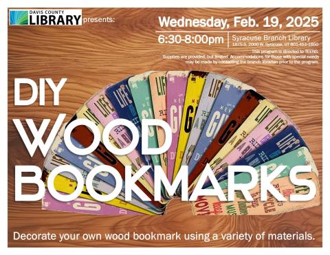 Beyond Books Teen: DIY Bookmarks. Decorate your own wood bookmark using a variety of materials.