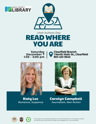 Utah Authors Day - Katy Lee and Carolyn Campbell, December 7 2024 @ 1:30 pm at the Clearfield Branch Library