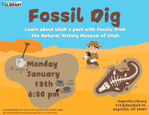 Fossil Dig Activity January 13th 6:30pm-7:30pm