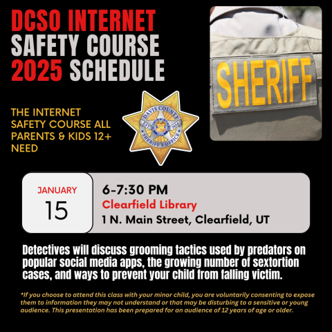 The internet safety course all parents and kids 12+ need presented by the Davis County Sheriff's Office