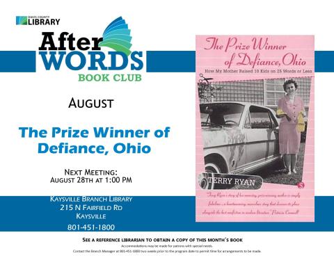 We will be discussing The Prize Winner of Defiance, Ohio on August 28th.