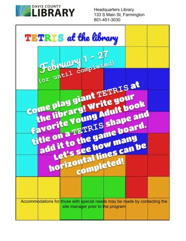 Tetris Stack Style - Headquarters (Farmington) Library through February