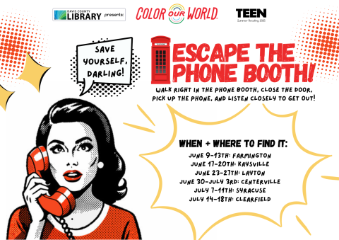 Teens! If you love escape rooms, you have to come try our escape phone booth! See if you’ve got what it takes to crack the case.