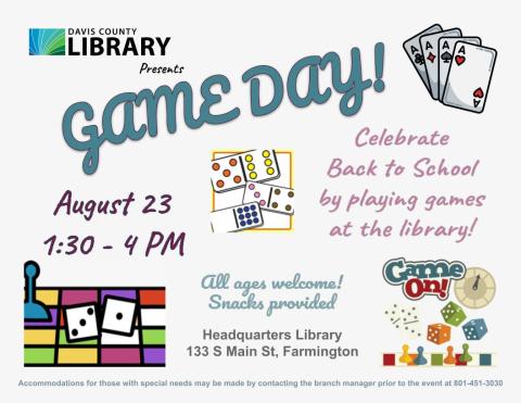 Game Day - Aug 23, 1:30-4pm