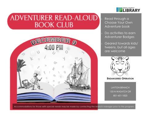 Adventurer Read-Aloud Book Club - December 9 4:00 PM