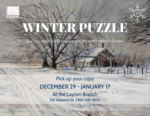 Pick up a fun winter puzzle at the layton branch library from december 29th through january 17th. 