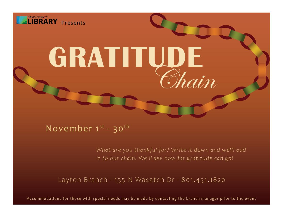 Gratitude Chain. November 1-30. Layton Branch