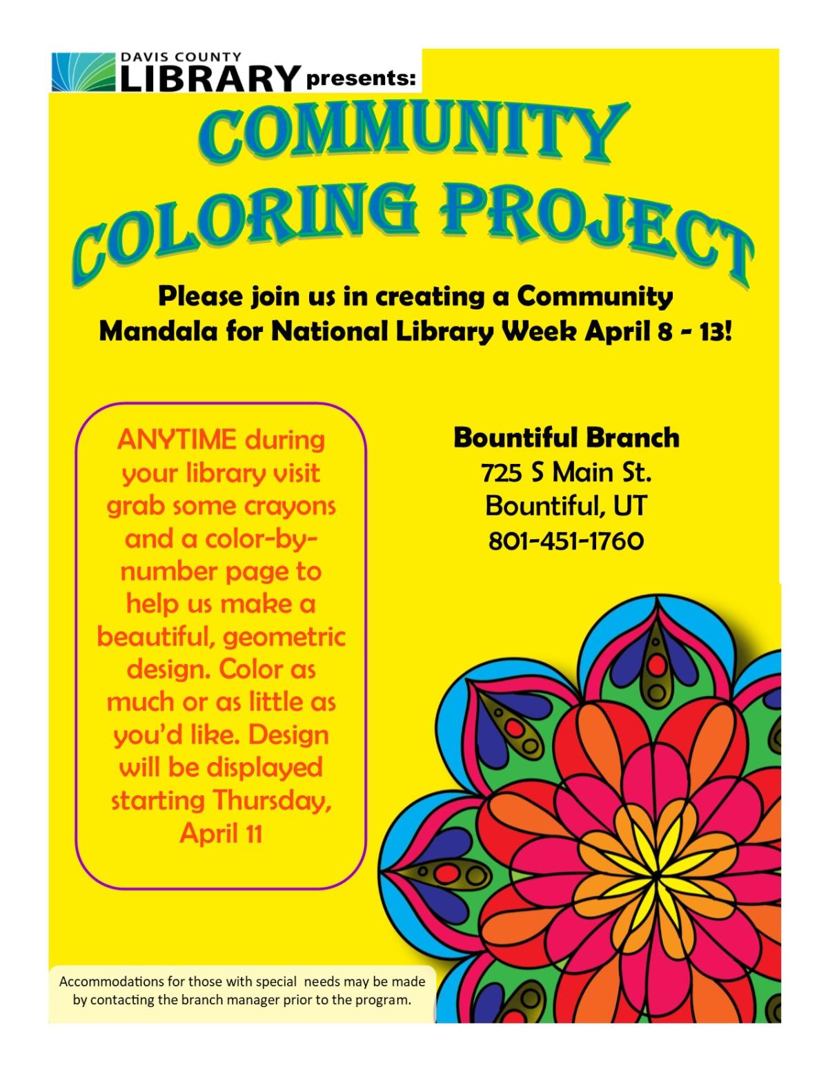 Community Coloring Project flyer