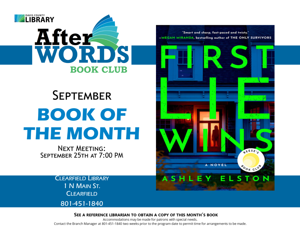 Book Club September 24 7:00pm First Lie Wins by Ashley Elston