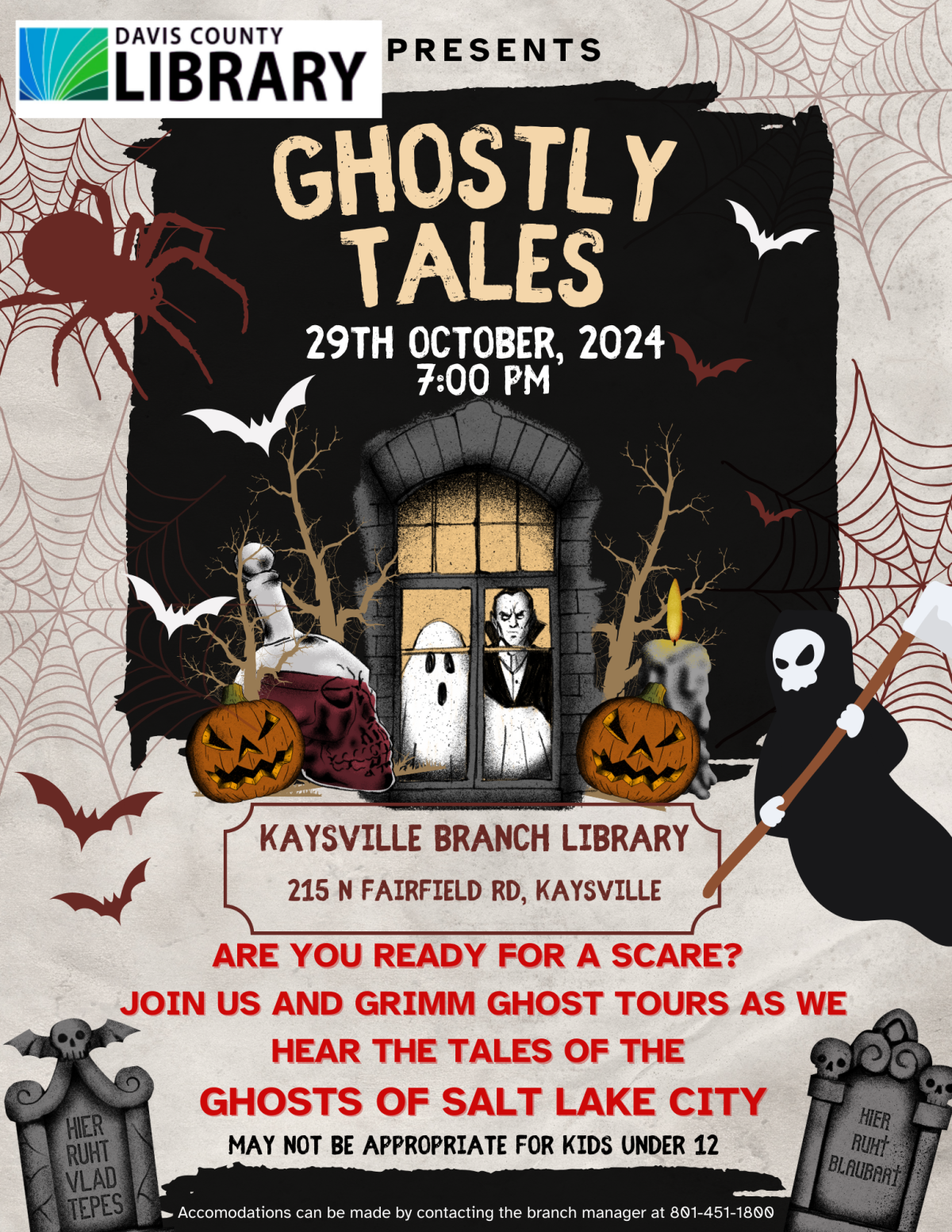 Ghostly Tales: Join us and Grimm Ghost Tales to hear ghostly tales of Salt Lake City.