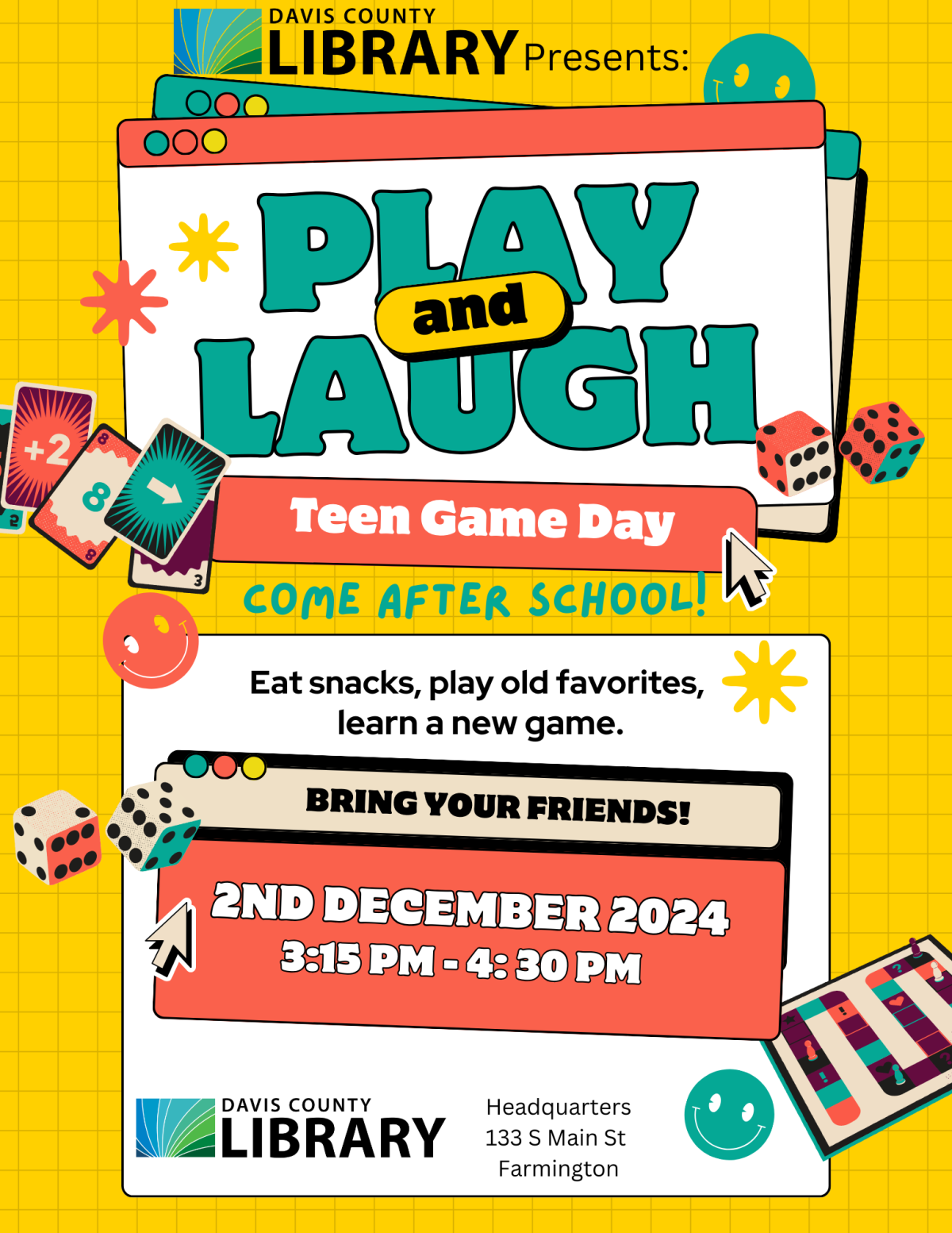 Come after school and play some games with your friends, or make new friends and learn a new game!