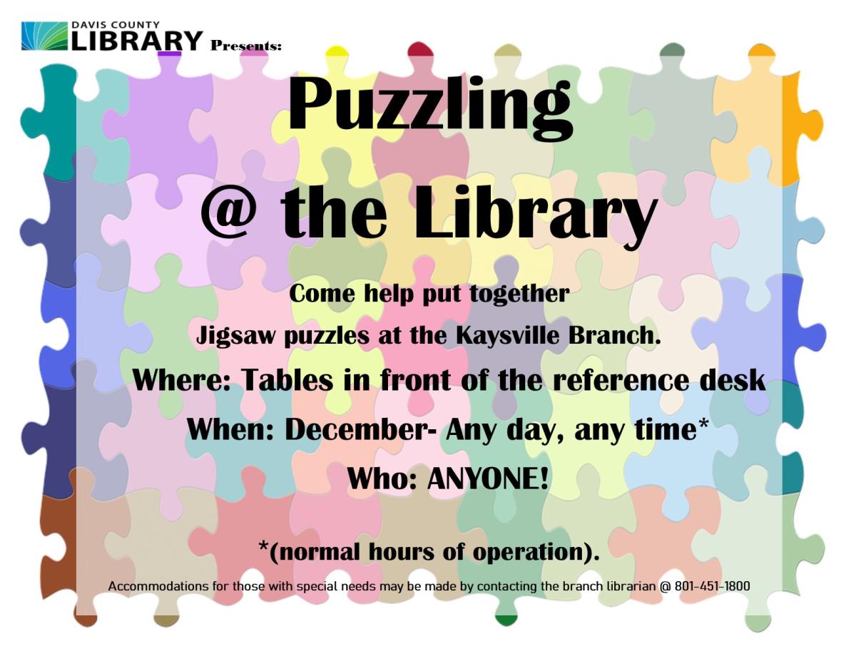 Come do puzzles @ the library! Anytime in December