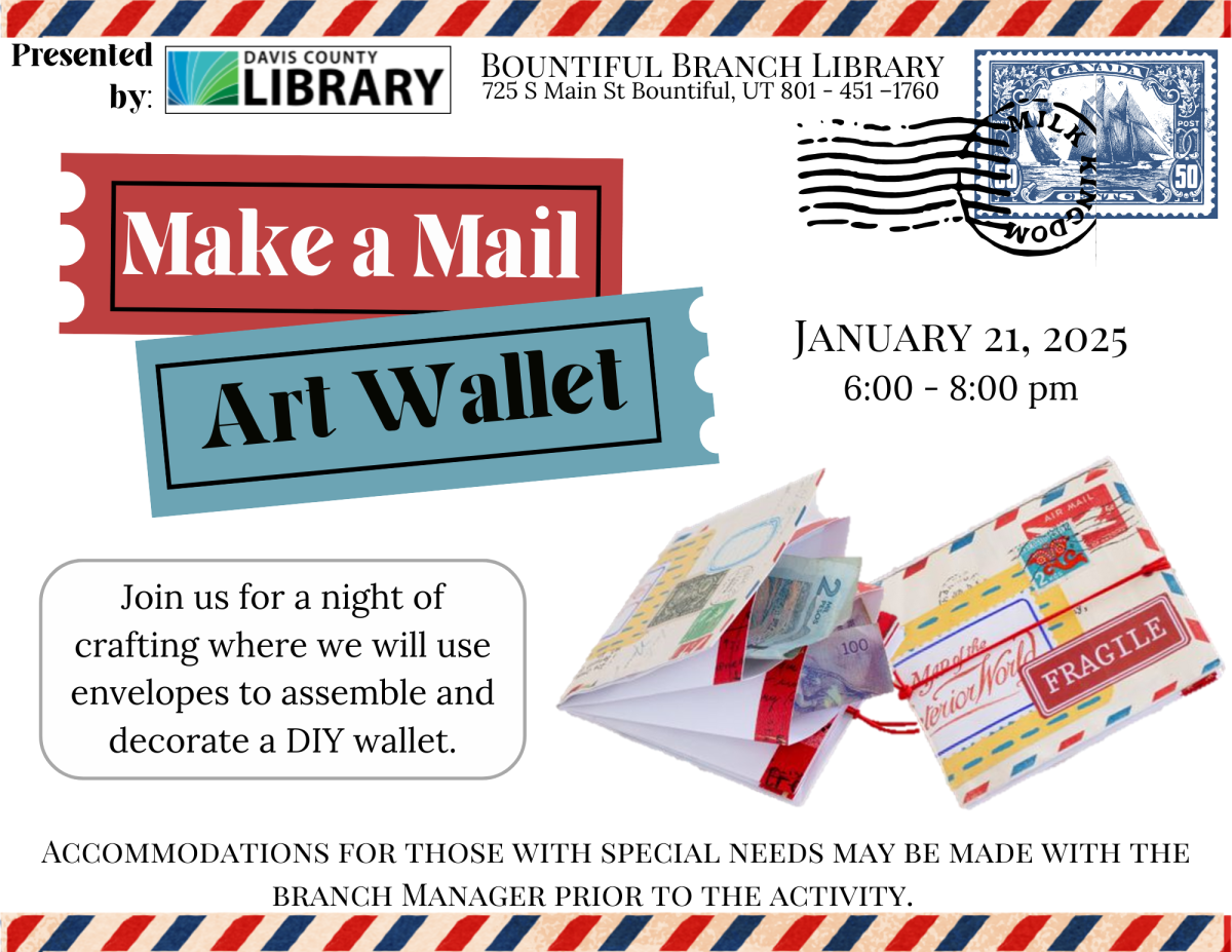 Join us for a night of crafting where we will use envelopes to assemble and decorate a DIY wallet.