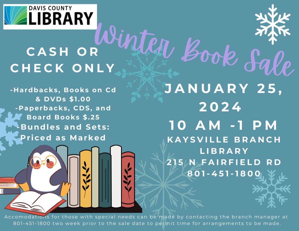 Winter Book Sale January 25th from 10am-1pm