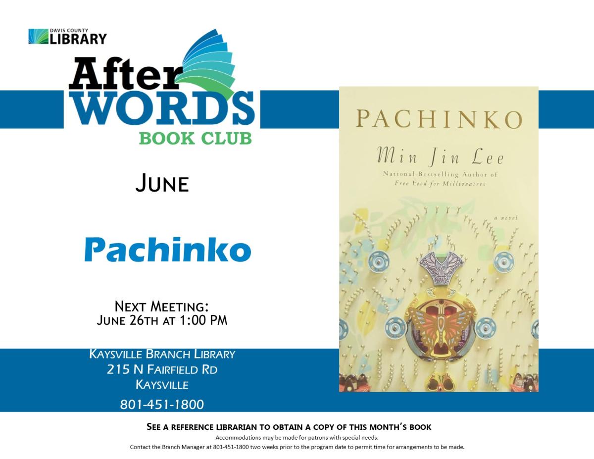 On June 26th, we will be discussing Pachinko.