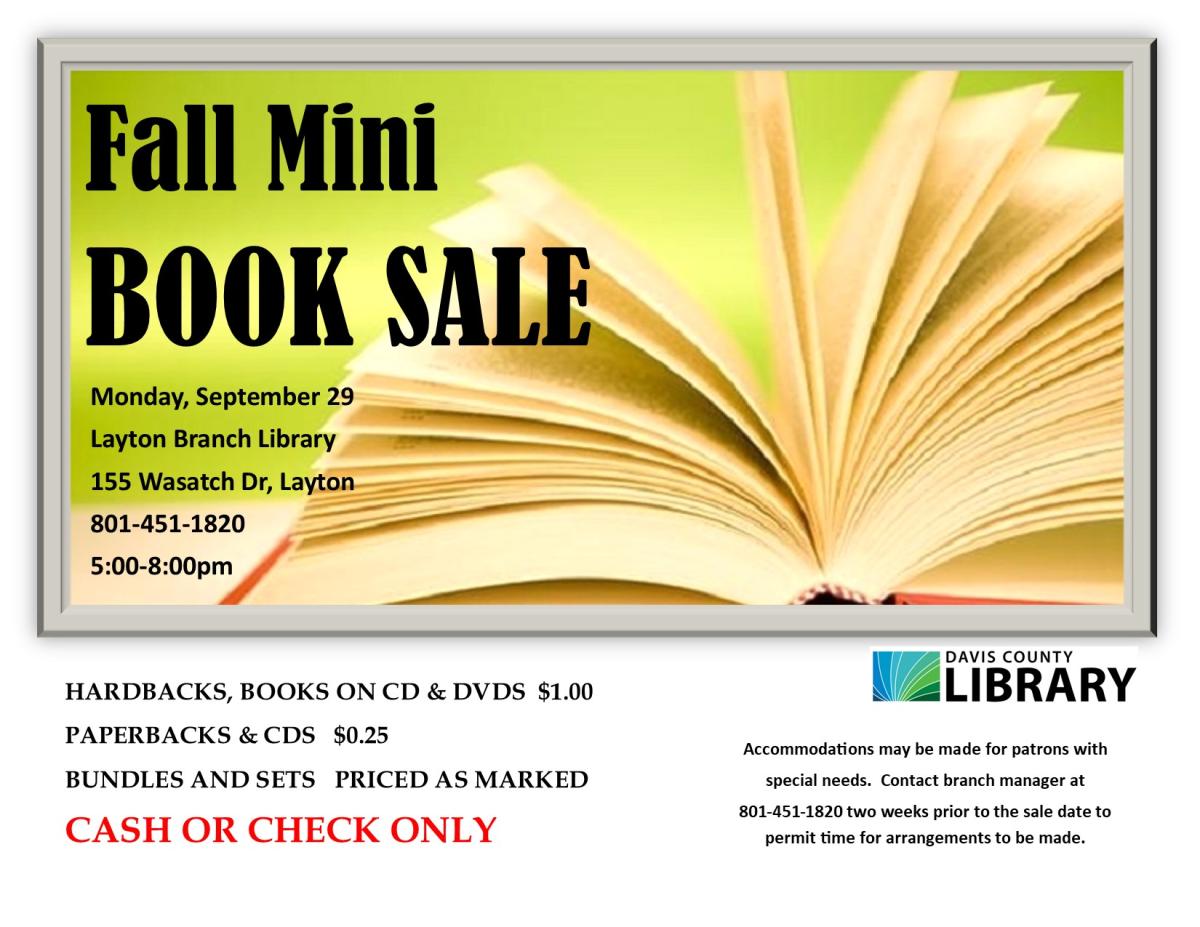 Fall Mini Book Sale on September 29, from 5-8 pm
