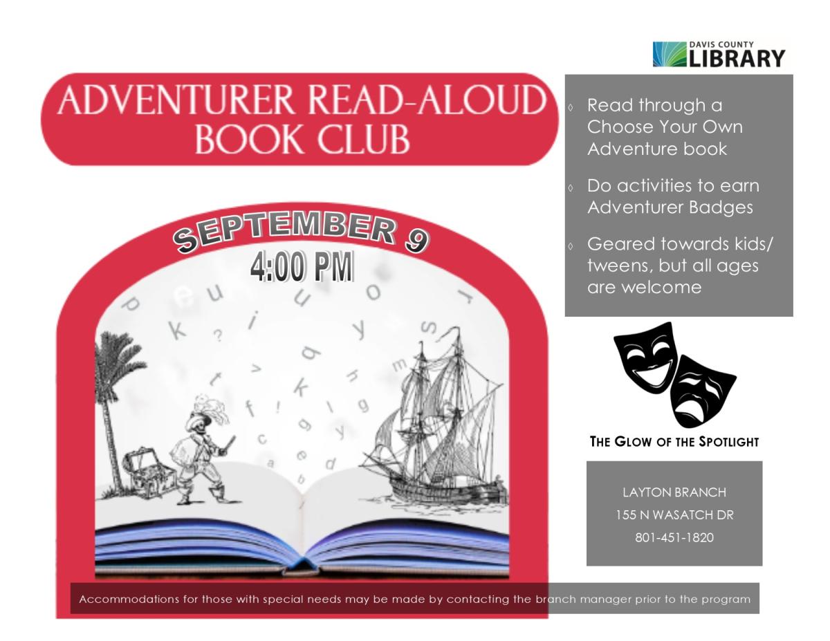 Adventurer Read-Aloud Book Club - September 9 4:00 PM