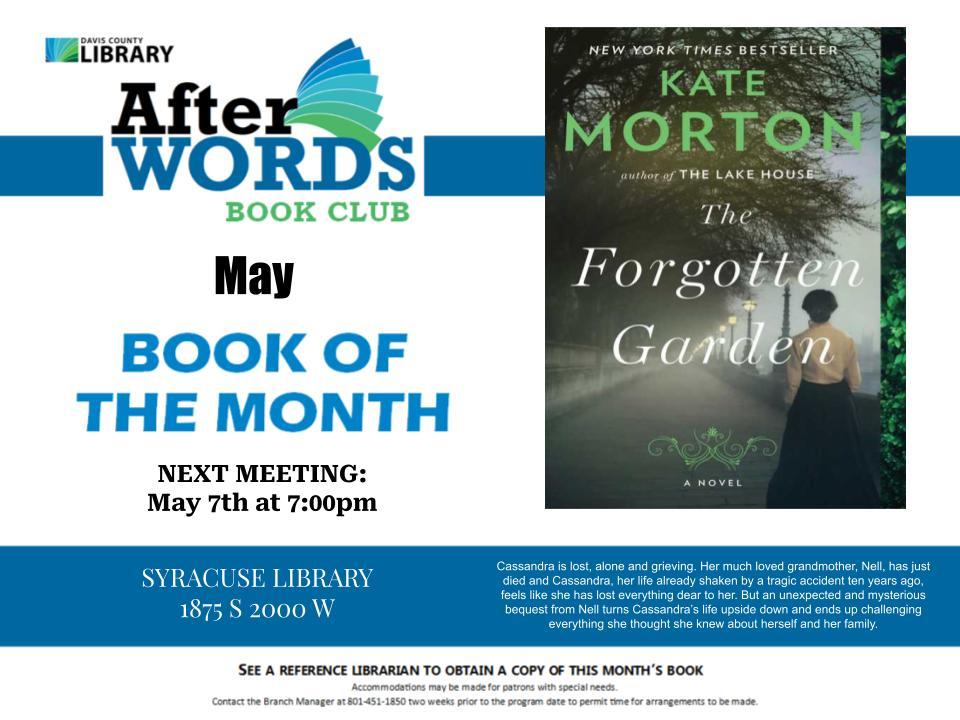 After Words Book Club @ 7pm May 7th- The Forgotten Garden by Kate Morton
